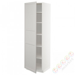 ⭐METOD⭐Высокий шкаф/полки, белый/Lerhyttan светло-серый, 60x60x200 cm⭐ИКЕА-69458713