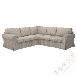 ⭐EKTORP⭐Чехол на угловой диван, 4-человек, Karlshov бежевый/wielokolorowy⭐ИКЕА-00565876