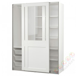 ⭐PAX / GRIMO⭐Комбинация шкафов, белый/Чистое стекло белый, 150x66x201 cm⭐ИКЕА-59502231