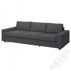 ⭐VIMLE⭐Чехол на диван-кровать3 человек., сширокийmi связаныokietnikami/Халларп серый⭐ИКЕА-49401218