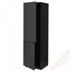 ⭐METOD⭐Высокий шкаф с полками/2Drz, черный/Nickebo матантрацит, 60x60x200 cm⭐ИКЕА-59499120