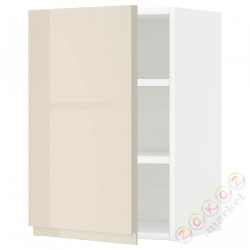 ⭐METOD⭐Навесной шкаф с полками, белый/Voxtorpглянцевый светло-бежевый, 40x60 cm⭐ИКЕА-49461617