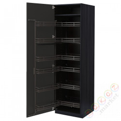 ⭐METOD⭐Высокий шкаф с wysuwaną spiżarką, черный/Nickebo матантрацит, 60x60x200 cm⭐ИКЕА-99498345