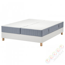 ⭐LYNGOR⭐Континентальная кровать, Valevåg жесткий/средняя твердость/jasnoсиний белый, 180x200 cm⭐ИКЕА-69552466