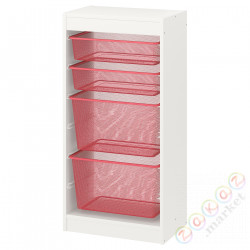 ⭐TROFAST⭐Книжный шкаф с контейнерами, белый/ярко-красный, 46x30x94 cm⭐ИКЕА-59478721