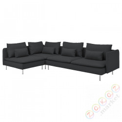 ⭐SODERHAMN⭐4-местный угловой диван, с открытым концом/Fridtuna темно-серый⭐ИКЕА-49449588