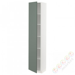 ⭐METOD⭐Высокий шкаф/полки, белый/Bodarp серо-зеленый, 40x37x200 cm⭐ИКЕА-09467169
