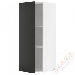 ⭐METOD⭐Навесной шкаф с полками, белый/Nickebo матантрацит, 40x100 cm⭐ИКЕА-99498920