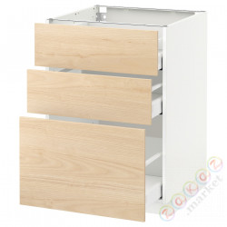 ⭐METOD / MAXIMERA⭐Напольный шкаф с 3 ящики, белый/Askersund яркий узор ясеня, 60x60 cm⭐ИКЕА-89215931
