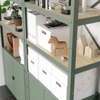 ⭐BROR⭐Книжный шкаф, серо-зеленый/сосновая фанера, 254x40x190 cm⭐ИКЕА-49516144