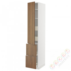 ⭐METOD / MAXIMERA⭐H пополам/4 шу/Drz/2 fr, белый/Tistorp подражаниеacja коричневыйowego орехa, 40x60x220 cm⭐ИКЕА-59518897