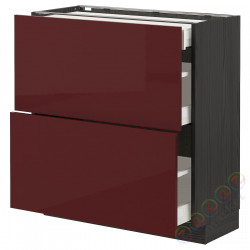 ⭐METOD / MAXIMERA⭐Sсstj 2fr/3шу, черный калларп/темно-красно-коричневый блеск, 80x37 cm⭐ИКЕА-69328057