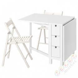 ⭐NORDEN / TERJE⭐Таблица и 2 складные стулья, белый/белый, 26/89/152 cm⭐ИКЕА-09441532