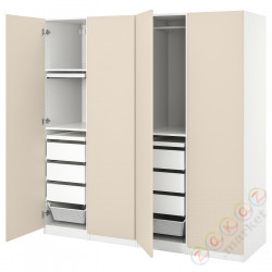 ⭐PAX / REINSVOLL⭐Комбинация шкафов, белый/серо-бежевый, 200x60x201 cm⭐ИКЕА-59437523