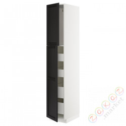 ⭐METOD / MAXIMERA⭐Шкаф, высота 2дверь/4лопата, белый/Lerhyttan черный морилка, 40x60x220 cm⭐ИКЕА-49463310