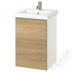 ⭐ENHET / TVALLEN⭐Sзаf umyw сящики/umyw/bateria, белый/подражание. дуб, 44x43x65 cm⭐ИКЕА-99557764