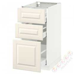 ⭐METOD / MAXIMERA⭐Напольный шкаф с 3 ящики, белый/Bodbyn сливочный, 40x60 cm⭐ИКЕА-29049609