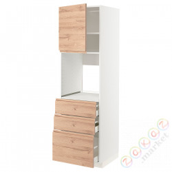 ⭐METOD / MAXIMERA⭐Кабинет высокой температуры/Drz/3 шу, белый/Voxtorpподражание. дуб, 60x60x200 cm⭐ИКЕА-09457014