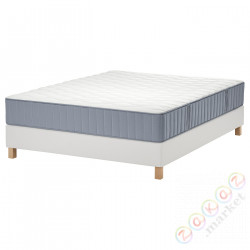 ⭐LYNGOR⭐Континентальная кровать, Вогстранда средней твердости/jasnoсиний белый, 160x200 cm⭐ИКЕА-69554026