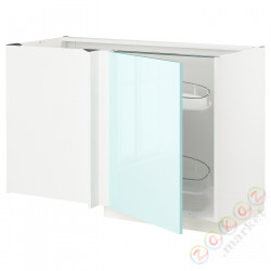 ⭐METOD⭐Напольный шкаф угловой H. полка, белый Järsta/блеск светло-бирюзовый, 128x68 cm⭐ИКЕА-99458108