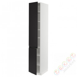 ⭐METOD⭐Высокий шкаф с полками/2Drz, белый/Upplöv матантрацит, 40x60x220 cm⭐ИКЕА-19493889