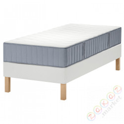 ⭐LYNGOR⭐Континентальная кровать, Вогстранда средней твердости/jasnoсиний белый, 90x200 cm⭐ИКЕА-99554204