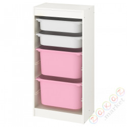 ⭐TROFAST⭐Книжный шкаф с контейнерами, белый/белый розовый, 46x30x94 cm⭐ИКЕА-39533200