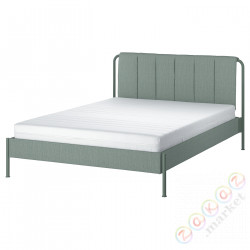 ⭐TALLASEN⭐Каркас кровати с обивкой сматрасыm, Kulsta серо-зеленый/Åkrehamn средняя твердость, 160x200 cm⭐ИКЕА-19536916