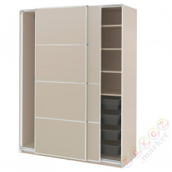 ⭐PAX / MEHAMN⭐Шкаф с раздвижными дверьми дверь, серо-бежевый/2str серо-бежевый, 150x66x201 cm⭐ИКЕА-29562245