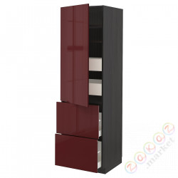 ⭐METOD / MAXIMERA⭐H пополам/4 шу/Drz/2 fr, черный калларп/темно-красно-коричневый блеск, 60x60x200 cm⭐ИКЕА-09328102