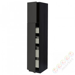 ⭐METOD / MAXIMERA⭐Шкаф, высота 2дверь/4лопата, черный/Nickebo матантрацит, 40x60x200 cm⭐ИКЕА-49498927