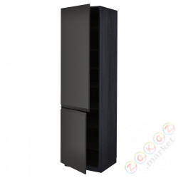 ⭐METOD⭐Высокий шкаф с полками/2Drz, черный/Upplöv матантрацит, 60x60x220 cm⭐ИКЕА-79495423