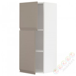⭐METOD⭐Навесной шкаф с полками/2 дверь, белый/Upplöv матciemnoбежевый, 40x100 cm⭐ИКЕА-89491716