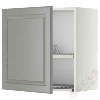 ⭐METOD⭐Навесной шкаф с сушилкой для посуды, белый/Bodbyn Серый, 60x60 cm⭐ИКЕА-09455307