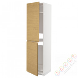 ⭐METOD⭐Шкаф, высокий лед/проживающий, белый/Voxtorpподражание. дуб, 60x60x220 cm⭐ИКЕА-79538272