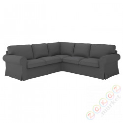 ⭐EKTORP⭐4-местный угловой диван, Халларп серый⭐ИКЕА-09319956