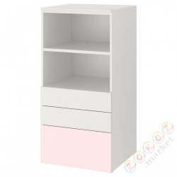 ⭐SMASTAD / PLATSA⭐Книжный шкаф, белый бледно-розовый/с3 ящики, 60x57x123 cm⭐ИКЕА-49387811