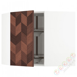 ⭐METOD⭐Шкаф навесной угловой с каруселью, белый Hasslarp/коричневый шаблон, 68x60 cm⭐ИКЕА-09401017