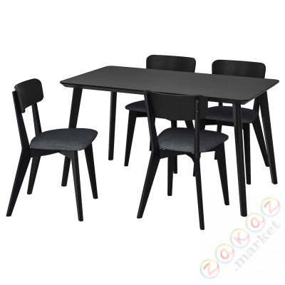 ⭐LISABO / LISABO⭐Таблица и 4 стулья, черный/Tallmyra черный/Серый, 140x78 cm⭐ИКЕА-09554915
