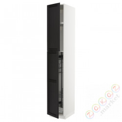 ⭐METOD⭐Высокий шкаф/домашний интерьер, белый/Lerhyttan черный морилка, 40x60x240 cm⭐ИКЕА-89458670