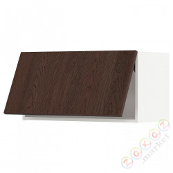 ⭐METOD⭐Шкаф навесной горизонтальный с кнопкой открывания, белый/Sinarp коричневый, 80x40 cm⭐ИКЕА-39404707