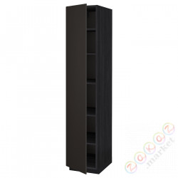 ⭐METOD⭐Высокий шкаф/полки, черный/Кунгсбака антрацит, 40x60x200 cm⭐ИКЕА-99453196