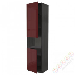 ⭐METOD⭐Ш x В ст микрофон 2Drz/половина, черный калларп/темно-красно-коричневый блеск, 60x60x240 cm⭐ИКЕА-19462034