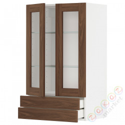 ⭐METOD / MAXIMERA⭐Sза c 2 стакан Drz/2 ящики, белый Enköping/коричневый орех, 60x100 cm⭐ИКЕА-09475150