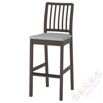 ⭐EKEDALEN⭐Барный стул со спинкой, темно коричневый/Orrsta светло-серый, 75 cm⭐ИКЕА-10400540