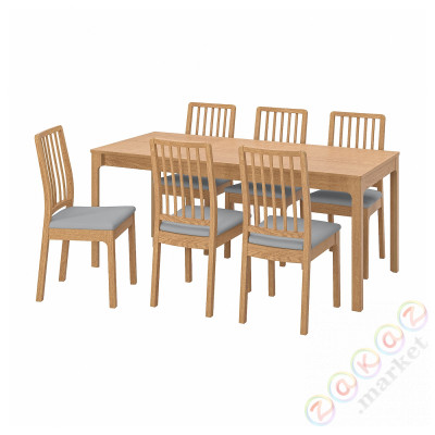 ⭐EKEDALEN / EKEDALEN⭐Таблица и 6 стулья, дуб подражание. дуб/Orrsta светло-серый, 180/240 cm⭐ИКЕА-79488111