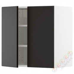 ⭐METOD⭐Навесной шкаф с полками/2 дверь, белый/Кунгсбака антрацит, 60x60 cm⭐ИКЕА-29456400