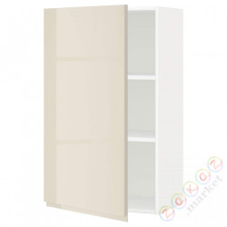 ⭐METOD⭐Навесной шкаф с полками, белый/Voxtorpглянцевый светло-бежевый, 60x100 cm⭐ИКЕА-49455174