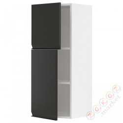 ⭐METOD⭐Навесной шкаф с полками/2 дверь, белый/Upplöv матантрацит, 40x100 cm⭐ИКЕА-29494077