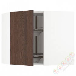 ⭐METOD⭐Шкаф навесной угловой с каруселью, белый/Sinarp коричневый, 68x60 cm⭐ИКЕА-99404525